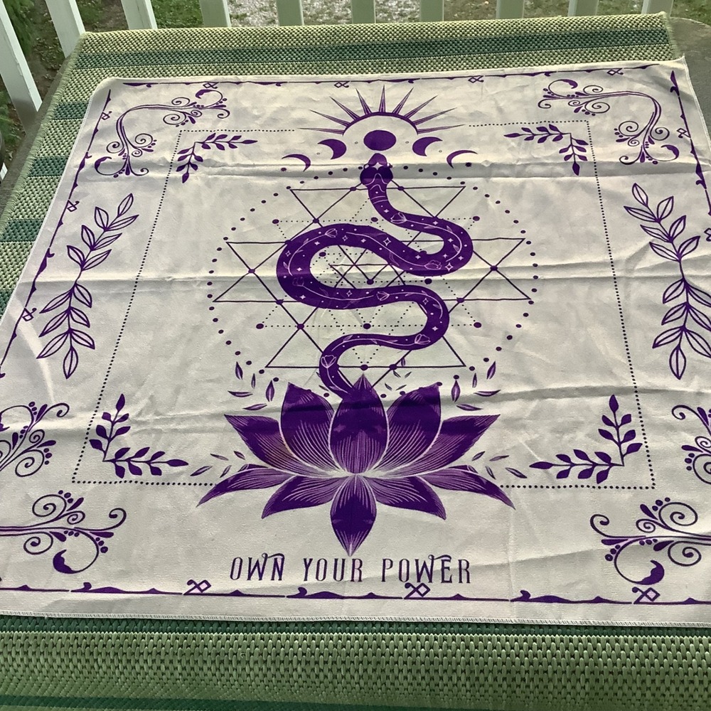 Own Your Power Snake Lotus Moon Phase Tapestry Wall Hanging Purple 29x28